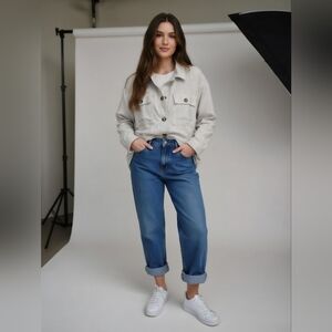 Gilli Light Gray Plaid Utility Shacket